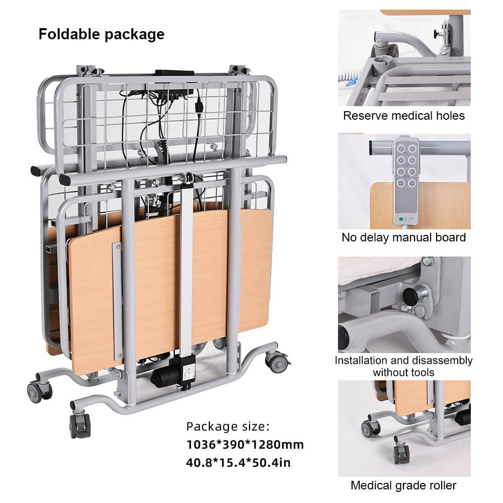 Adjustable care bed for rehabilitation, nursing homes, and patient room use