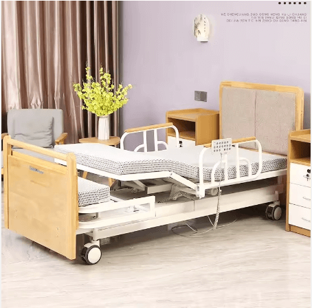 Electric care bed showing 90° get-up assist for safer standing and transferring