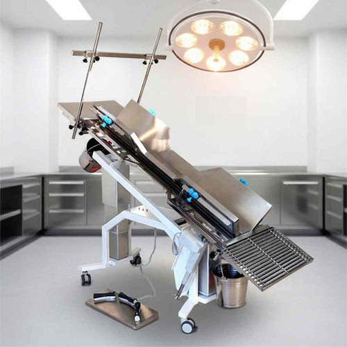Electric veterinary operating table made of 304 stainless steel for animal surgical procedures