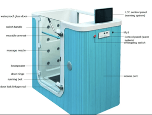 Underwater Treadmill Hydrotherapy Bathtub with LCD Panel