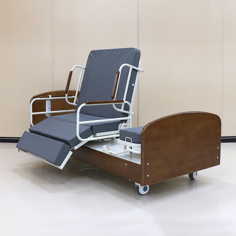 5-function electric rotating home care bed with solid wood design and 90 degree transfer assist