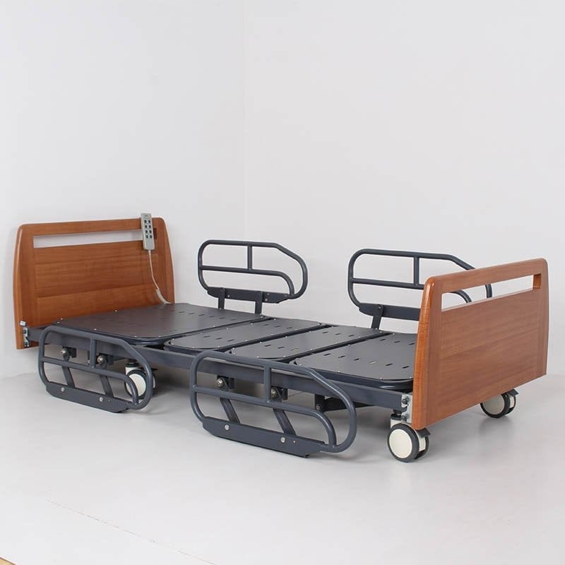 Electric Low-Height Bed w/Wood Look Headboard