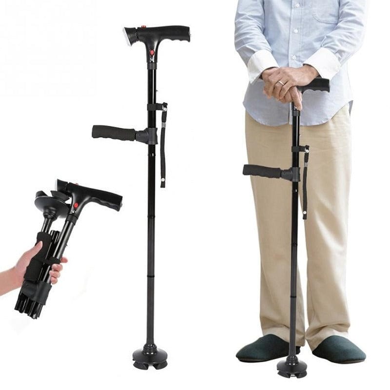 Collapsible Telescopic Folding Cane Elder Cane LED With alarm Walking Trusty Sticks Elder 