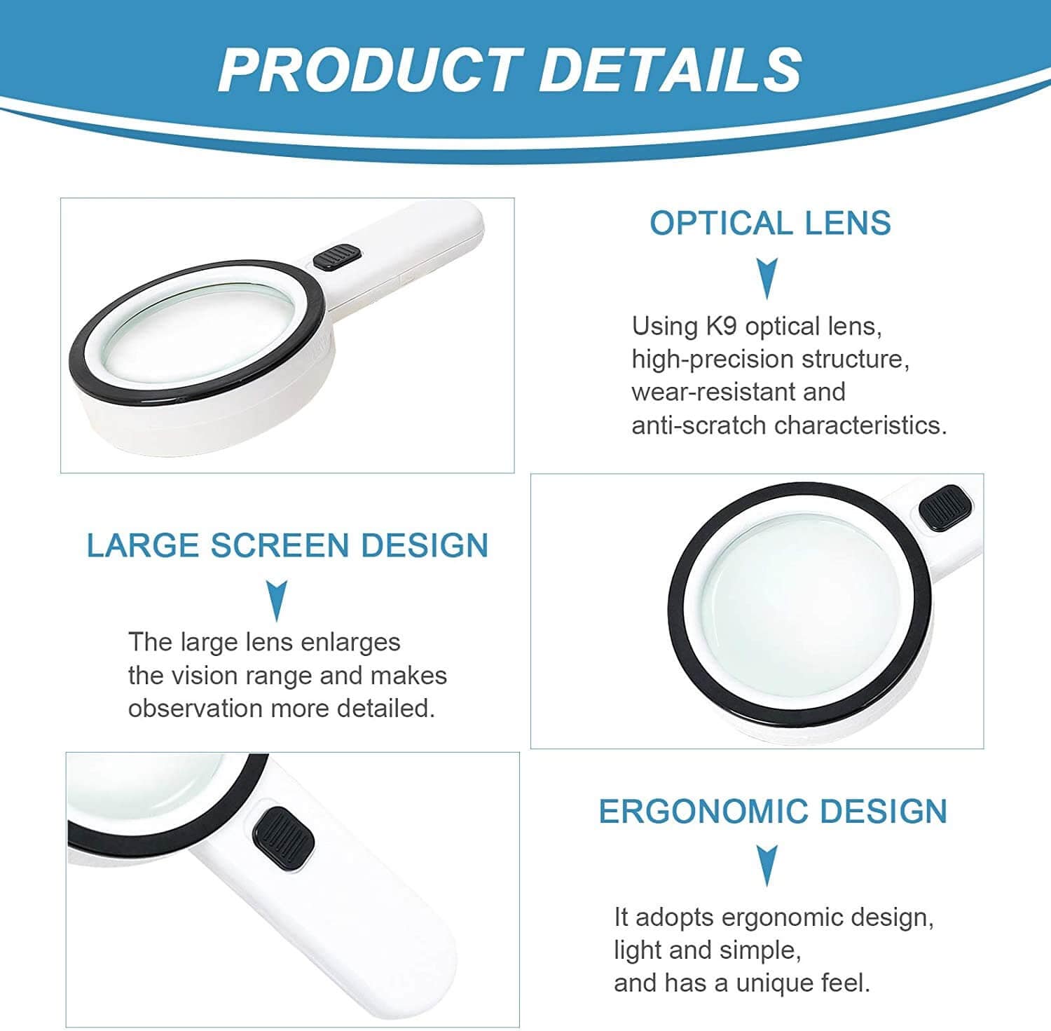 Magnifying Glass with 12 LED Lights 30X